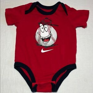 3-6M Nike Red and Black Kids Bodysuit with Baseball Graphic